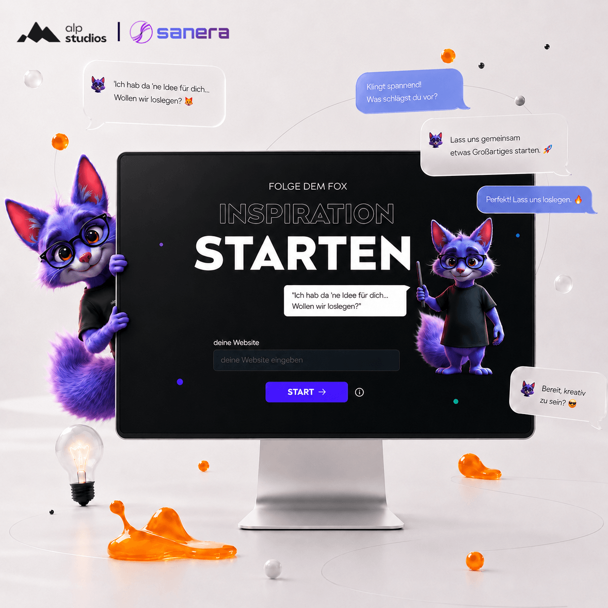 AlpFox guided ideation start screen